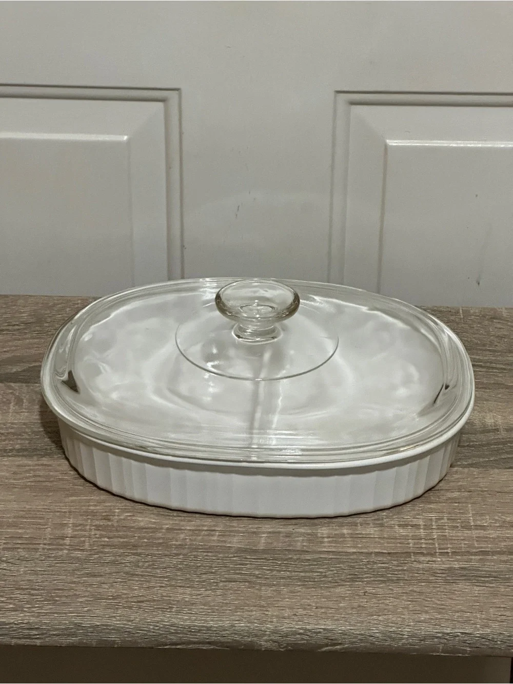 Corning Ware French White 2 Part Divided Dish Casserole MC-6-B w/Pyrex Lid 1.8L